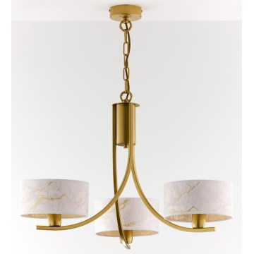 Jupiter 2096 - Lustre sur chaîne ARTHUR 3xE27/15W/230V blanc/doré/décor marbre