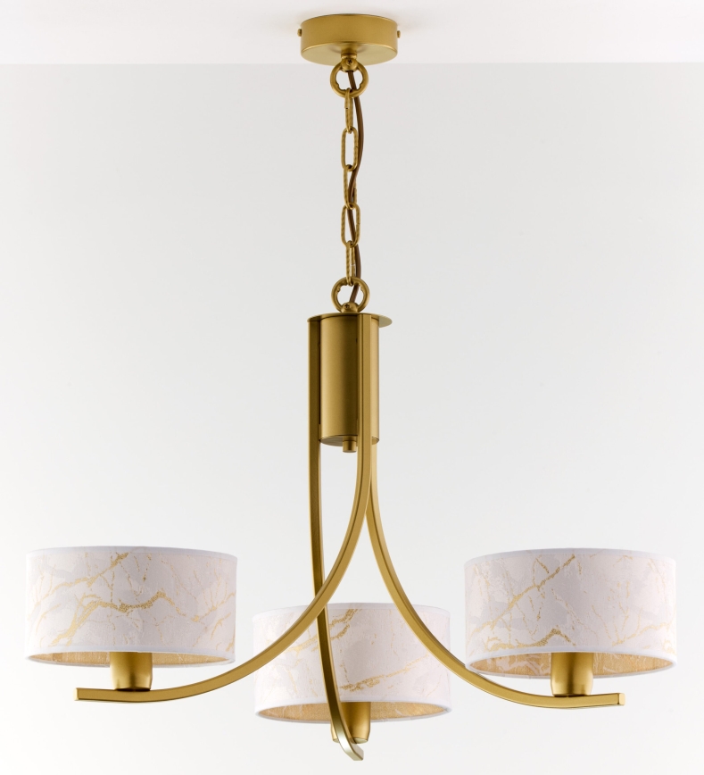 Jupiter 2096 - Lustre sur chaîne ARTHUR 3xE27/15W/230V blanc/doré/décor marbre