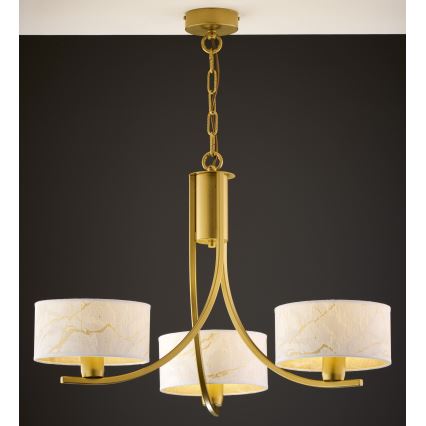 Jupiter 2096 - Lustre sur chaîne ARTHUR 3xE27/15W/230V blanc/doré/décor marbre
