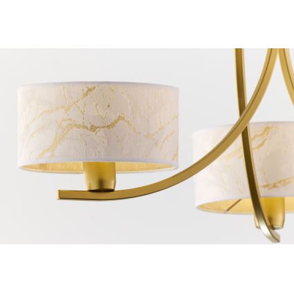 Jupiter 2096 - Lustre sur chaîne ARTHUR 3xE27/15W/230V blanc/doré/décor marbre