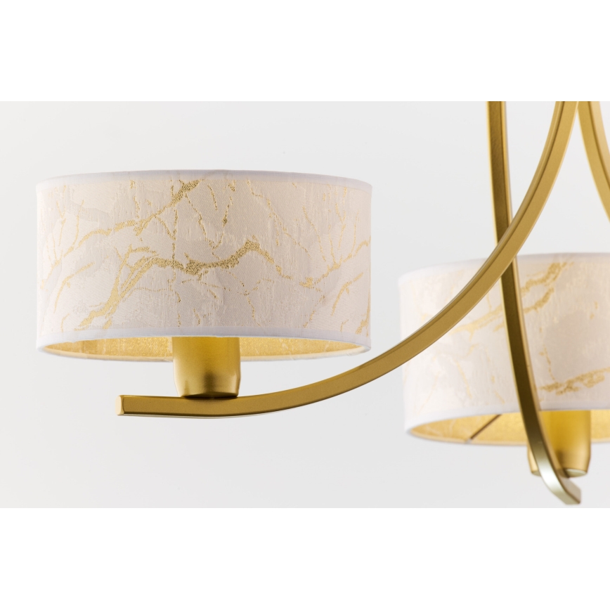 Jupiter 2096 - Lustre sur chaîne ARTHUR 3xE27/15W/230V blanc/doré/décor marbre