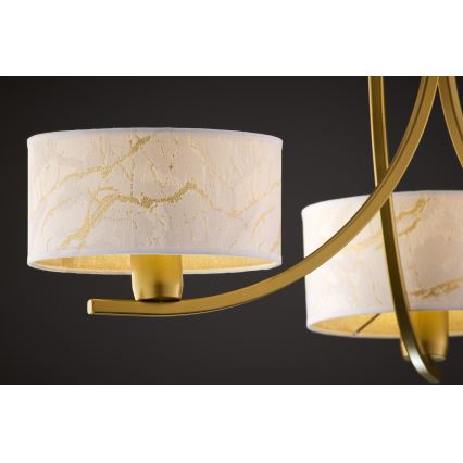 Jupiter 2096 - Lustre sur chaîne ARTHUR 3xE27/15W/230V blanc/doré/décor marbre