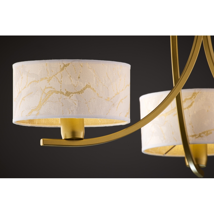 Jupiter 2096 - Lustre sur chaîne ARTHUR 3xE27/15W/230V blanc/doré/décor marbre