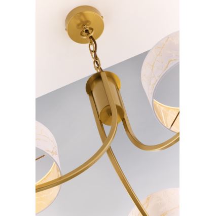Jupiter 2096 - Lustre sur chaîne ARTHUR 3xE27/15W/230V blanc/doré/décor marbre