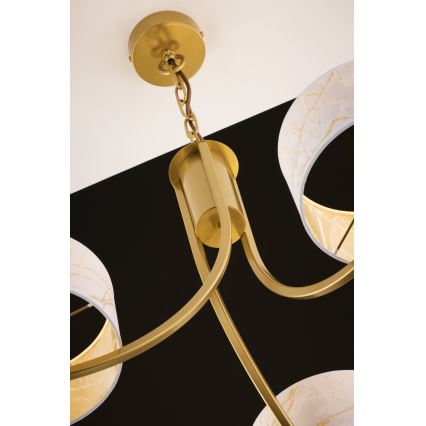 Jupiter 2096 - Lustre sur chaîne ARTHUR 3xE27/15W/230V blanc/doré/décor marbre