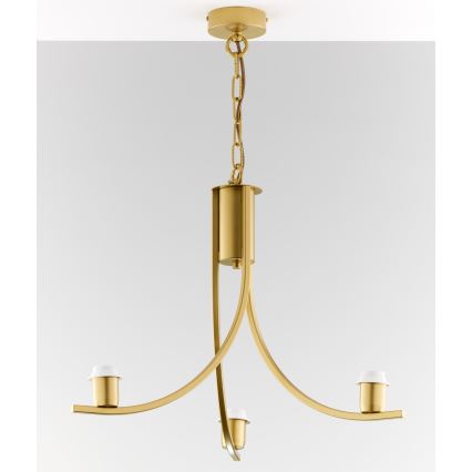 Jupiter 2096 - Lustre sur chaîne ARTHUR 3xE27/15W/230V blanc/doré/décor marbre