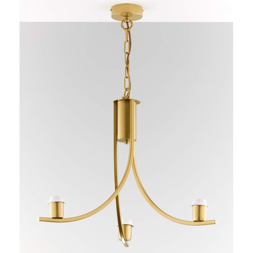 Jupiter 2096 - Lustre sur chaîne ARTHUR 3xE27/15W/230V blanc/doré/décor marbre