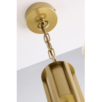 Jupiter 2096 - Lustre sur chaîne ARTHUR 3xE27/15W/230V blanc/doré/décor marbre