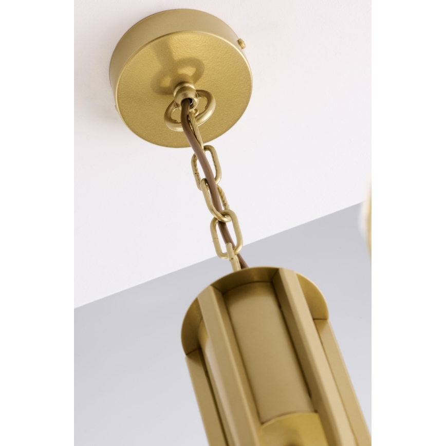 Jupiter 2096 - Lustre sur chaîne ARTHUR 3xE27/15W/230V blanc/doré/décor marbre