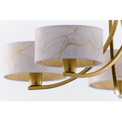 Jupiter 2097 - Suspension sur chaîne ARTHUR 5xE27/15W/230V blanc/doré/effet marbre