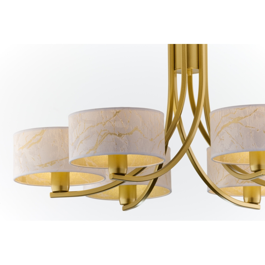 Jupiter 2098 - Lustre à chaîne ARTHUR 6xE27/15W/230V blanc/or/décor marbre