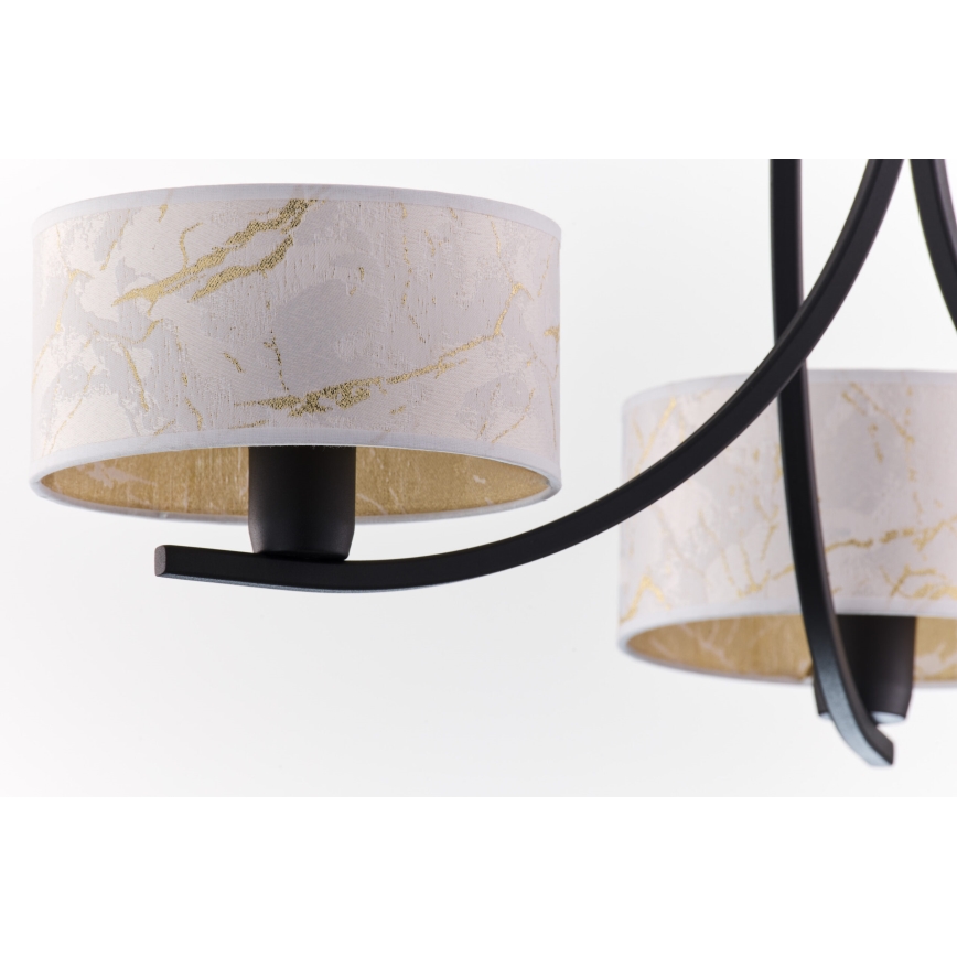 Jupiter 2103 - Suspension à chaîne ARTHUR 3xE27/15W/230V blanc/noir/décor effet marbre