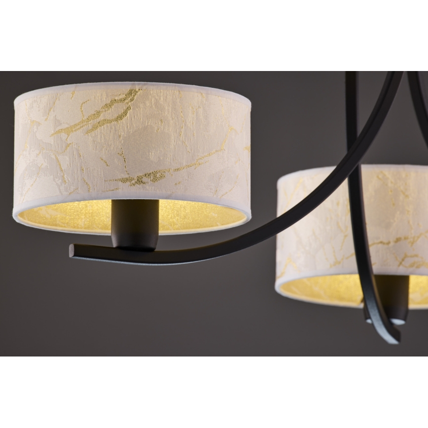 Jupiter 2103 - Suspension à chaîne ARTHUR 3xE27/15W/230V blanc/noir/décor effet marbre