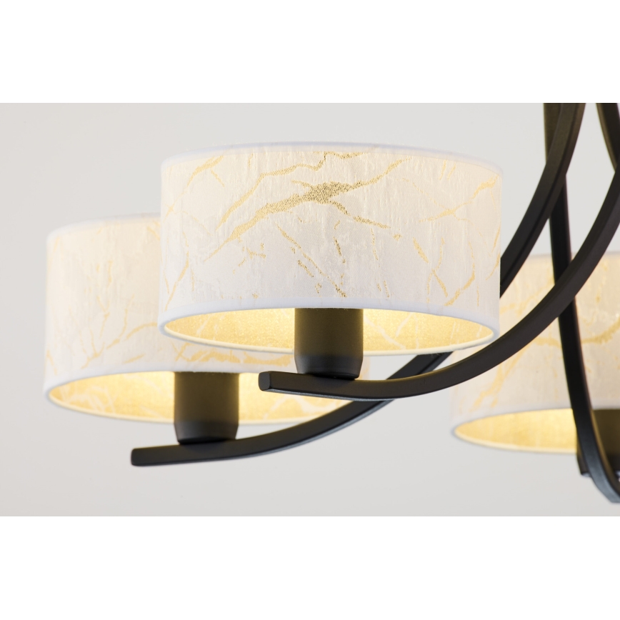 Jupiter 2104 - Lustre à chaîne ARTHUR 5xE27/15W/230V blanc/noir/décor marbre