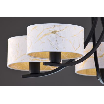 Jupiter 2104 - Lustre à chaîne ARTHUR 5xE27/15W/230V blanc/noir/décor marbre