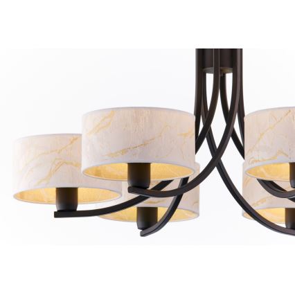 Jupiter 2105 - Lustre à chaîne ARTHUR 6xE27/15W/230V blanc/noir/décor marbre