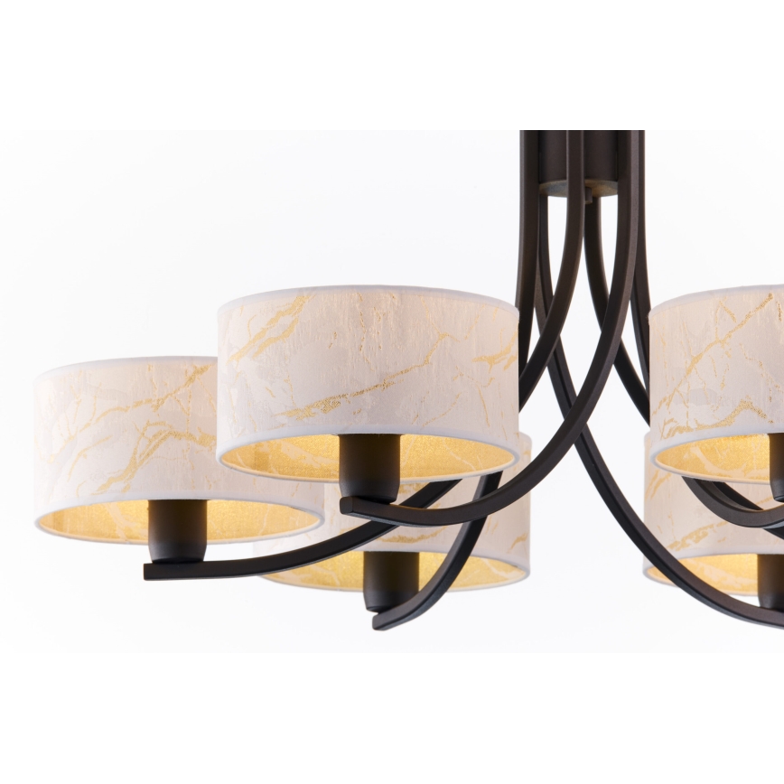 Jupiter 2105 - Lustre à chaîne ARTHUR 6xE27/15W/230V blanc/noir/décor marbre