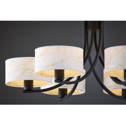 Jupiter 2105 - Lustre à chaîne ARTHUR 6xE27/15W/230V blanc/noir/décor marbre