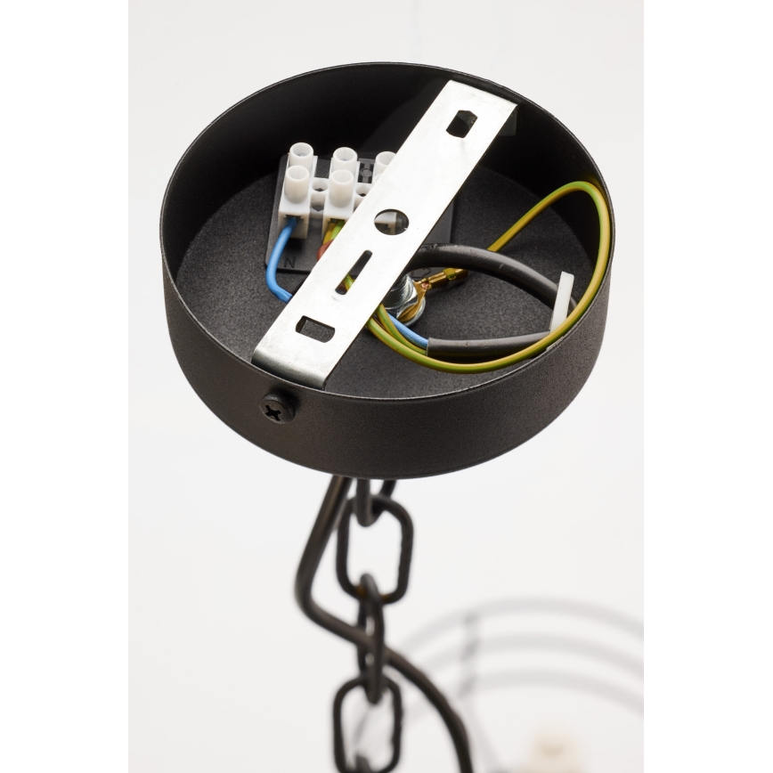 Jupiter 2105 - Lustre à chaîne ARTHUR 6xE27/15W/230V blanc/noir/décor marbre