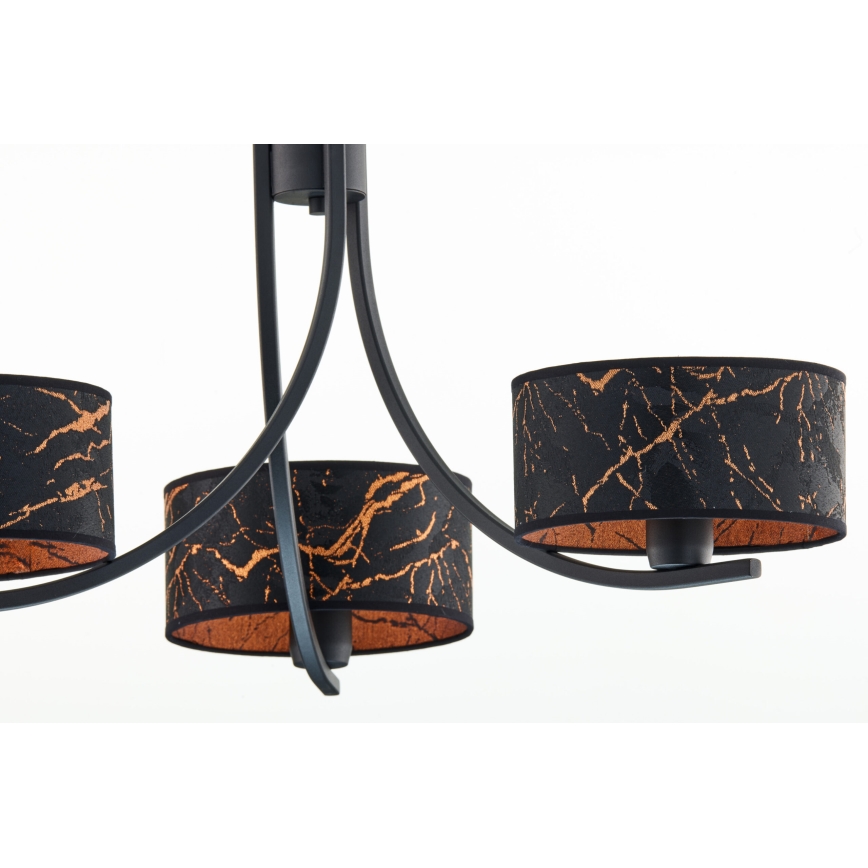 Jupiter 2106 - Suspension sur chaîne ARTHUR 3xE27/15W/230V noir/orange/effet marbre