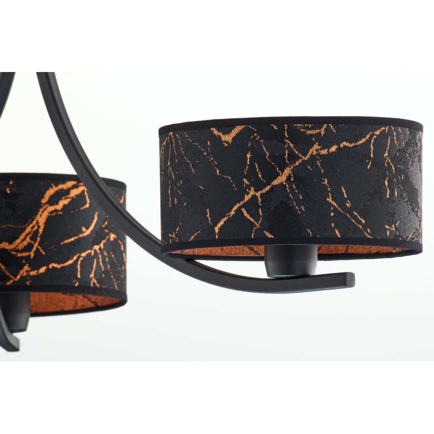 Jupiter 2106 - Suspension sur chaîne ARTHUR 3xE27/15W/230V noir/orange/effet marbre