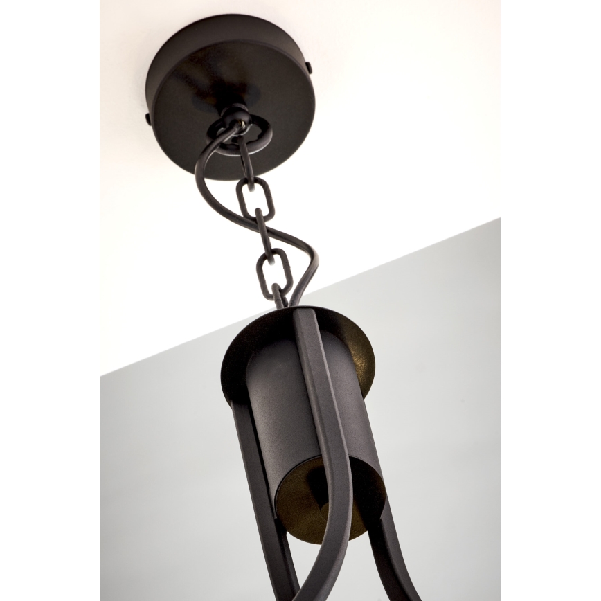 Jupiter 2106 - Suspension sur chaîne ARTHUR 3xE27/15W/230V noir/orange/effet marbre