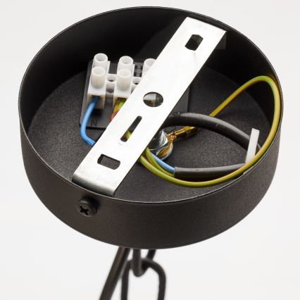 Jupiter 2107 - Lustre suspendu par chaîne ARTHUR 5xE27/15W/230V noir/orange/décor marbre