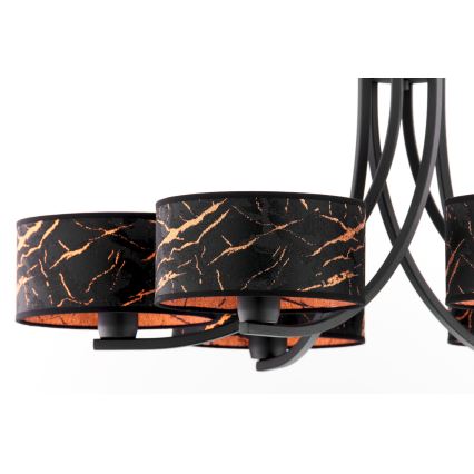 Jupiter 2108 - Lustre sur chaîne ARTHUR 6xE27/15W/230V noir/orange/décor imitation marbre