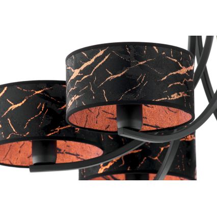 Jupiter 2108 - Lustre sur chaîne ARTHUR 6xE27/15W/230V noir/orange/décor imitation marbre