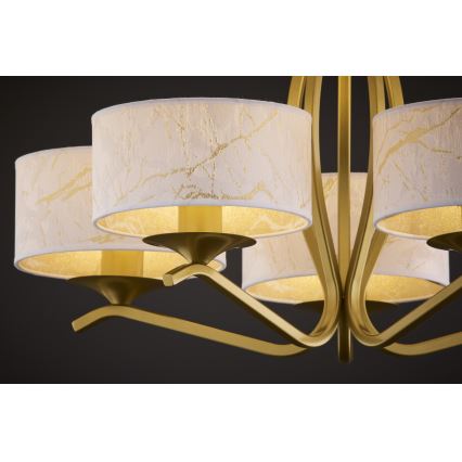 Jupiter 2110 - Lustre sur tige KASZMIR 5xE27/15W/230V blanc/doré/effet marbre
