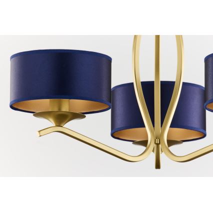 Jupiter 2113 - Lustre sur tige KASZMIR 3xE27/15W/230V bleu/doré