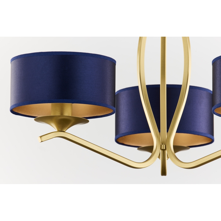 Jupiter 2113 - Lustre sur tige KASZMIR 3xE27/15W/230V bleu/doré