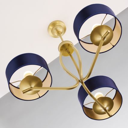 Jupiter 2113 - Lustre sur tige KASZMIR 3xE27/15W/230V bleu/doré