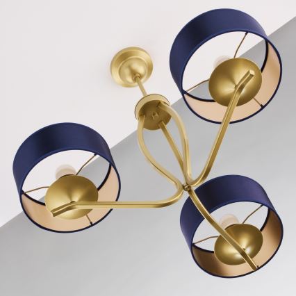 Jupiter 2113 - Lustre sur tige KASZMIR 3xE27/15W/230V bleu/doré