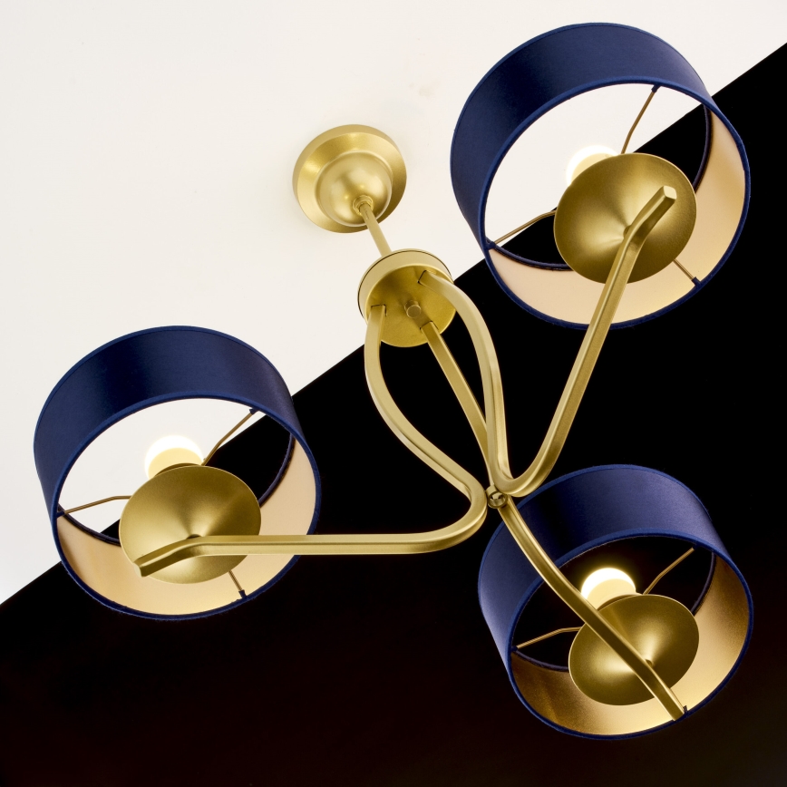 Jupiter 2113 - Lustre sur tige KASZMIR 3xE27/15W/230V bleu/doré