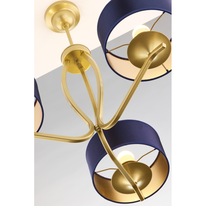 Jupiter 2113 - Lustre sur tige KASZMIR 3xE27/15W/230V bleu/doré