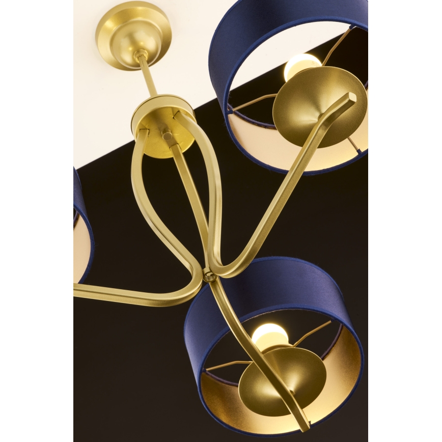 Jupiter 2113 - Lustre sur tige KASZMIR 3xE27/15W/230V bleu/doré