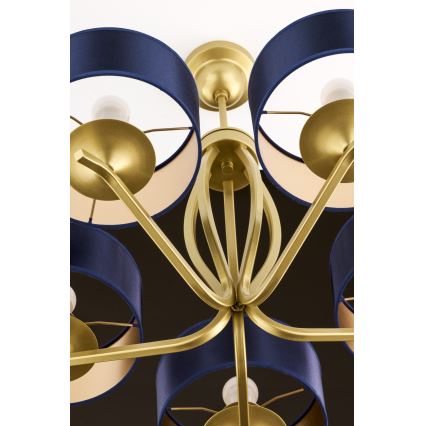 Jupiter 2114 - Lustre sur tige KASZMIR 5xE27/15W/230V bleu/doré