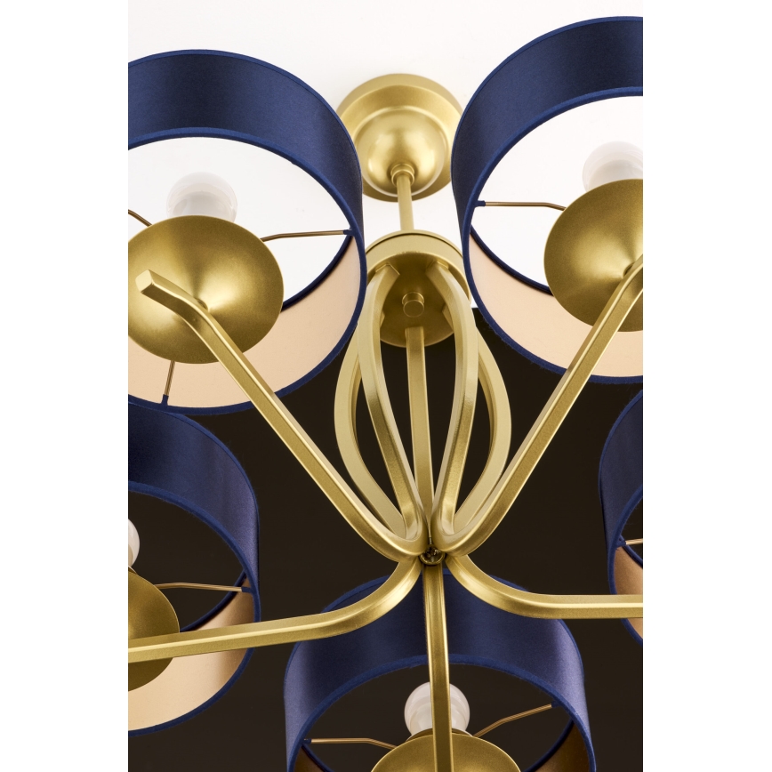 Jupiter 2114 - Lustre sur tige KASZMIR 5xE27/15W/230V bleu/doré