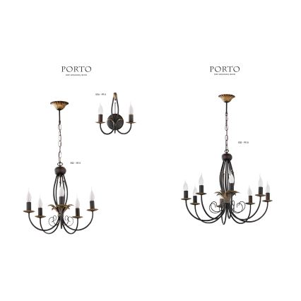 Jupiter 592 - PR 5 -  Lustre avec chaîne PORTO 5xE14/40W/230V