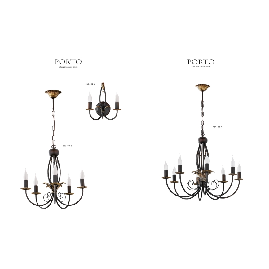 Jupiter 592 - PR 5 -  Lustre avec chaîne PORTO 5xE14/40W/230V