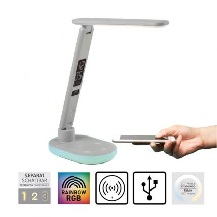 JUST LIGHT. 11018-16 - Lampe de table tactile dimmable LED RGBW avec charge sans fil TINA LED/4W/230V blanche