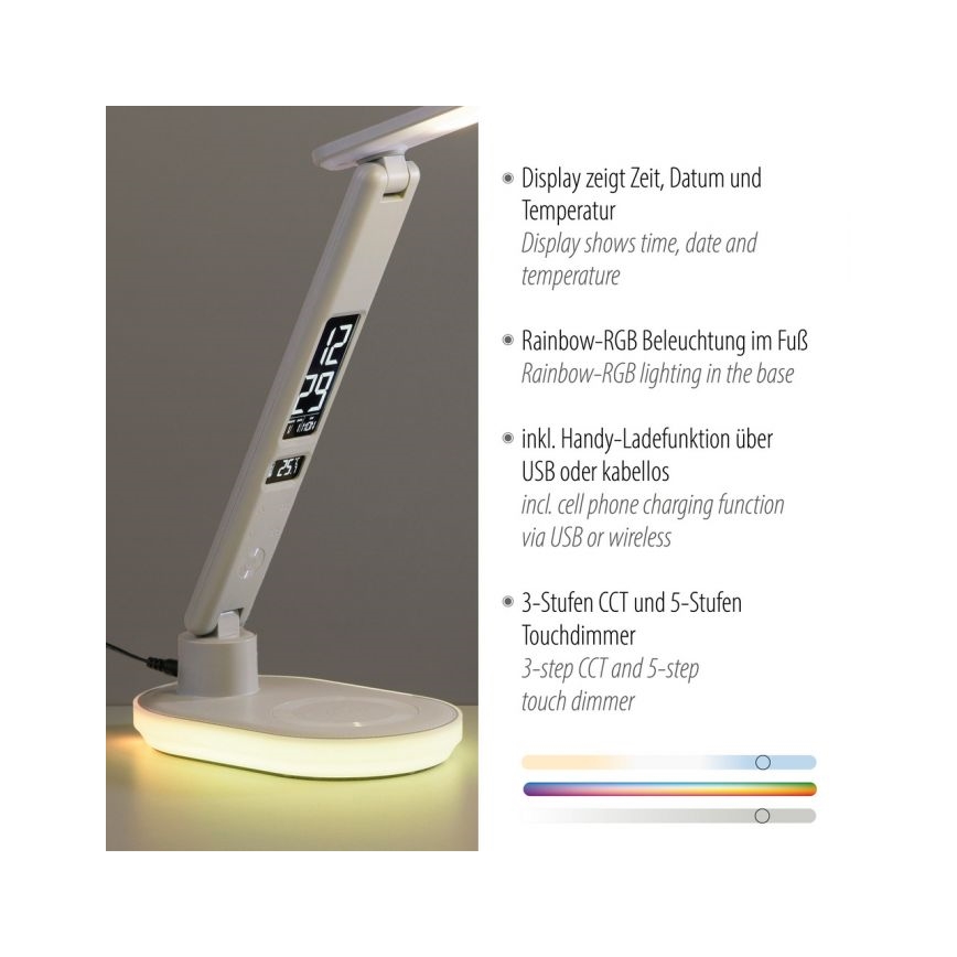 JUST LIGHT. 11018-16 - LED RGBW Lampe de table tactile dimmable avec chargement sans fil TINA LED/4W/230V blanche