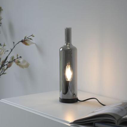 JUST LIGHT. 14006-25 - Lampe de table BOTTLE 1xE14/25W/230V noir/fumé