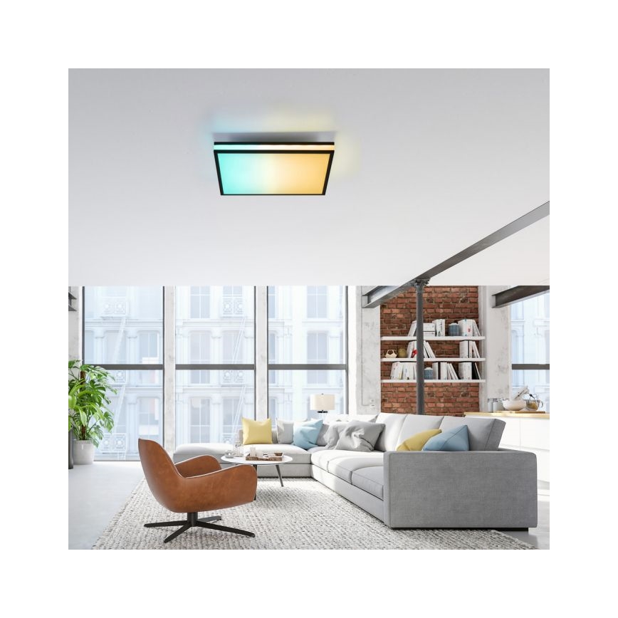 JUST LIGHT. 14110-18 - Plafonier RGBW à intensité variable MARIO BLACK LED/19,5W/230V 2700-5000K + télécommande