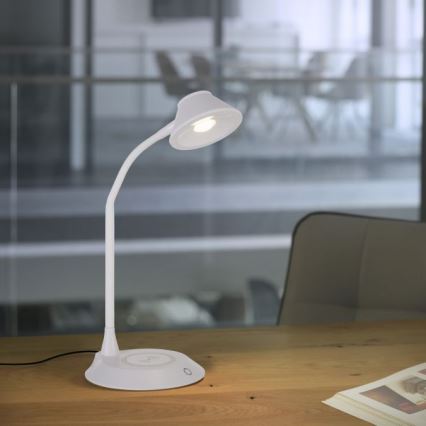 JUST LIGHT. 14414-16 - Lampe de bureau LED dimmable flexible avec chargement sans fil PUCKI LED/4,5W/230V blanche