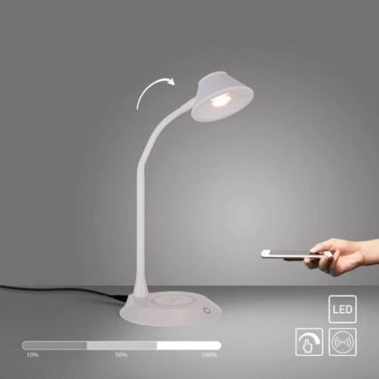 JUST LIGHT. 14414-16 - Lampe de bureau LED dimmable flexible avec chargement sans fil PUCKI LED/4,5W/230V blanche