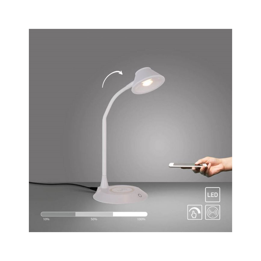 JUST LIGHT. 14414-16 - Lampe de bureau LED dimmable flexible avec chargement sans fil PUCKI LED/4,5W/230V blanche
