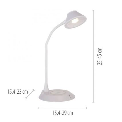 JUST LIGHT. 14414-16 - Lampe de bureau LED dimmable flexible avec chargement sans fil PUCKI LED/4,5W/230V blanche