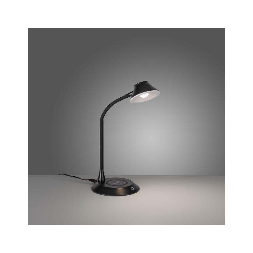 JUST LIGHT. 14414-18 - Lampe de table flexible à touche et dimmable avec chargement sans fil PUCKI LED/4,5W/230V noire